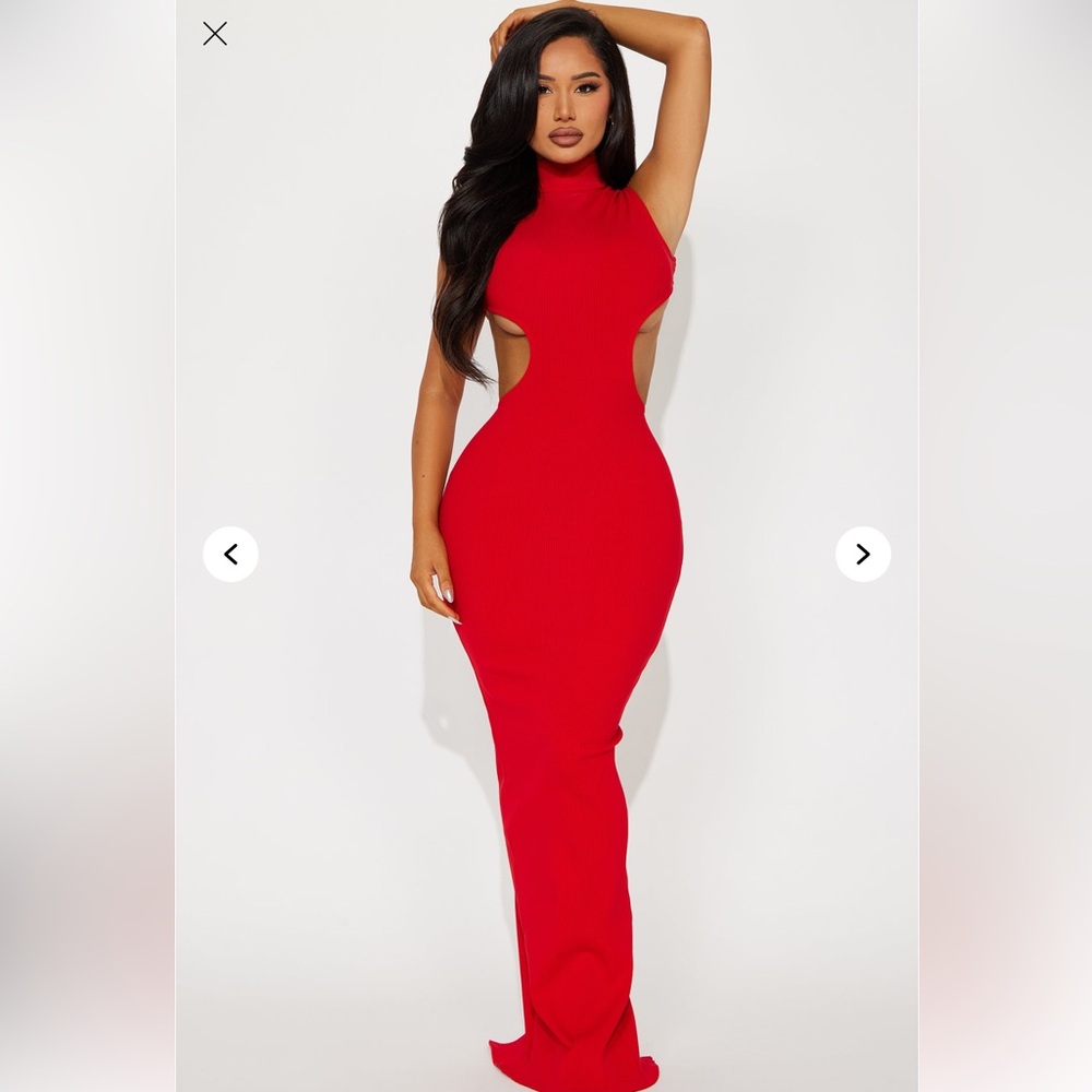 Fashion Nova Vibrant Red Backless Dress
